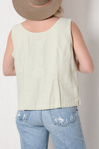 Lime Linen Cotton Shell Tank