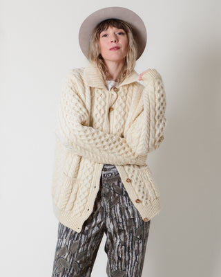 Cozy Ivory Irish Wool Cardigan
