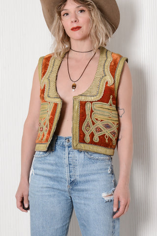 Turkish Ottoman Velvet Metallic Vest