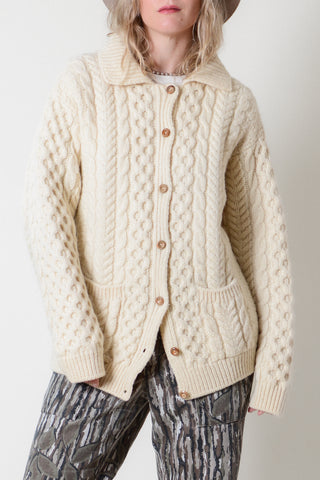 Cozy Ivory Irish Wool Cardigan