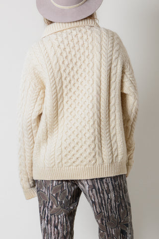 Cozy Ivory Irish Wool Cardigan