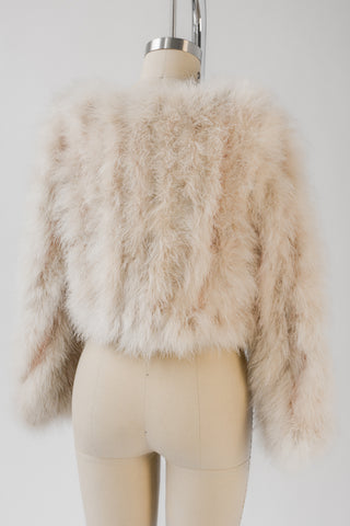 Blush Marabou Feather Crop Jacket