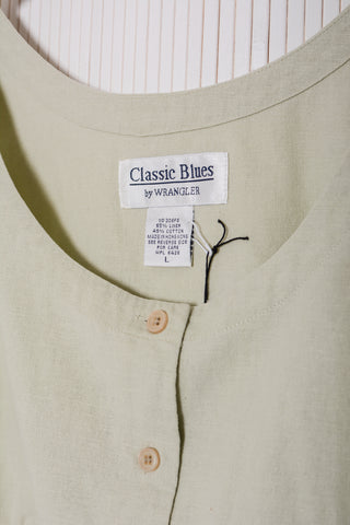 Lime Linen Cotton Shell Tank