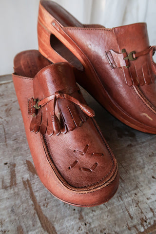 Wildwood Leather Wood Cut Out Clogs - sz 8.5