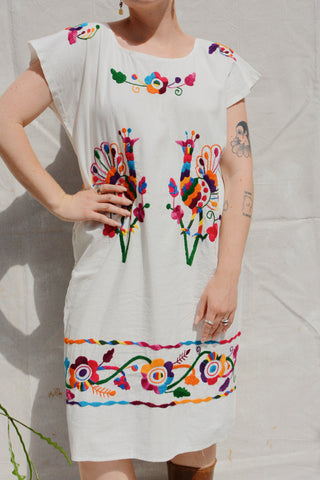 Otomi Embroidered Peacock Caftan