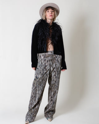 Marabou Feather Black Velvet Top