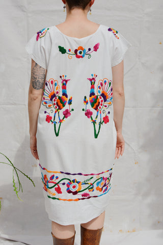 Otomi Embroidered Peacock Caftan