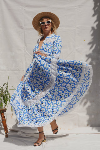 David Brown Tiered Lace Floral Maxi