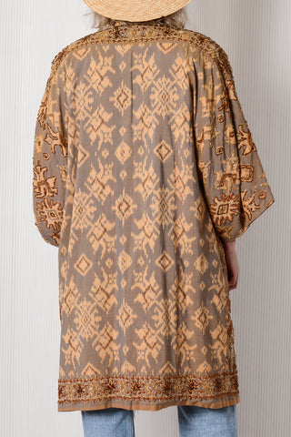 Fab Silk Batik Beaded Kimono