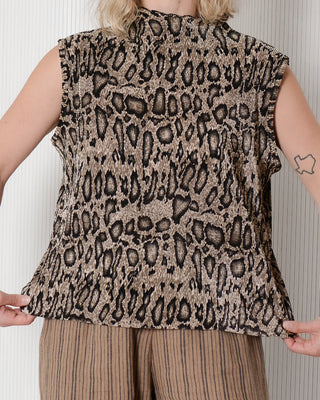 Plisse Animal Print Shell Tank