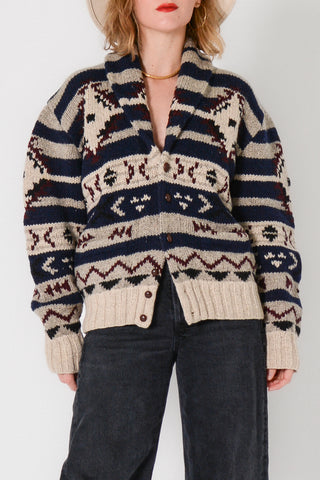 RL Chunky SW Stripe Wool Cardigan
