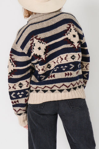RL Chunky SW Stripe Wool Cardigan
