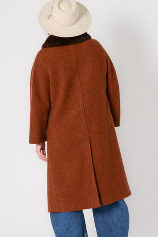 60s Rust Tweed Mink Collar Coat