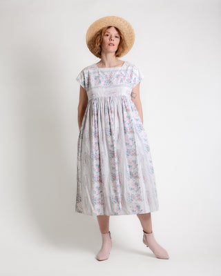 Pastel Floral Stripe Cotton Tent Dress