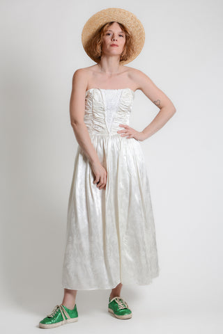 Gunne Sax 80s Strapless Evening Dress