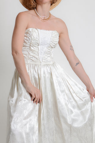 Gunne Sax 80s Strapless Evening Dress