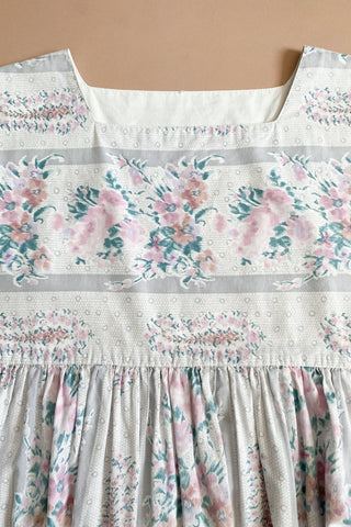 Pastel Floral Stripe Cotton Tent Dress