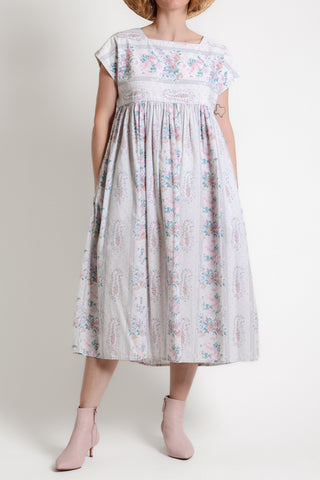 Pastel Floral Stripe Cotton Tent Dress