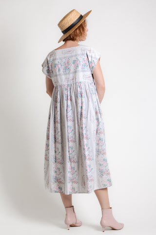 Pastel Floral Stripe Cotton Tent Dress