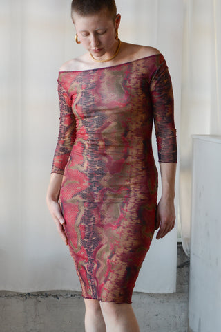 Snakeprint Mesh Sheer Bodycon
