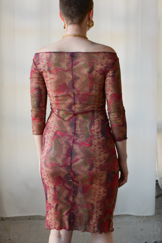 Snakeprint Mesh Sheer Bodycon