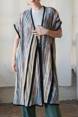 Raw Silk Pleated Tie Dye Drapey Jacket
