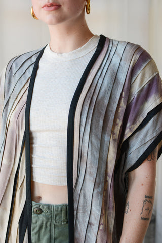 Raw Silk Pleated Tie Dye Drapey Jacket