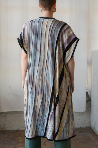 Raw Silk Pleated Tie Dye Drapey Jacket