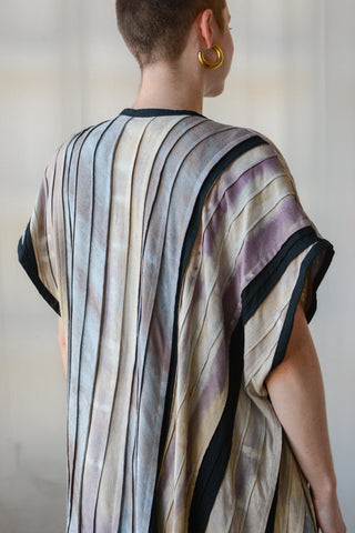 Raw Silk Pleated Tie Dye Drapey Jacket