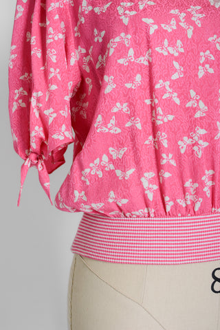 Ungaro Pink Butterfly Silk Jacquard Top