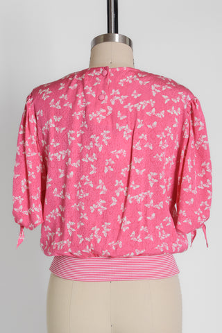 Ungaro Pink Butterfly Silk Jacquard Top
