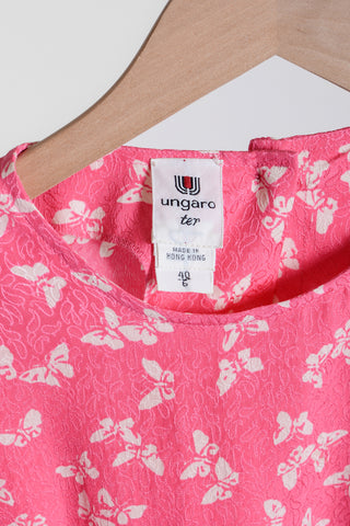 Ungaro Pink Butterfly Silk Jacquard Top