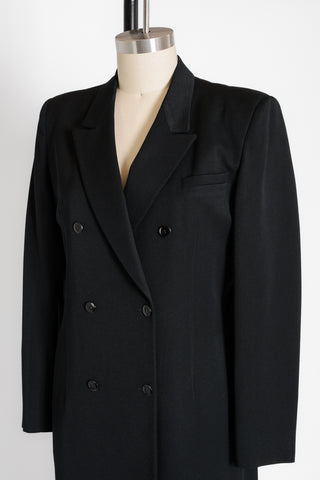 I.Magnin Classic Black Wool Long Coat