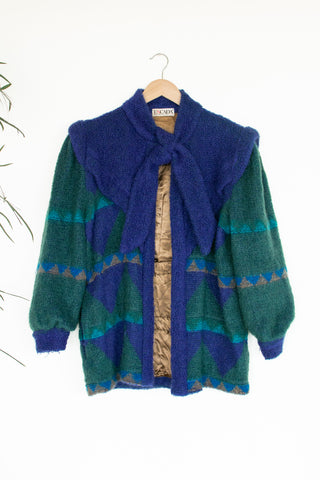 Escada Geometric Mohair Boucle Knit Jacket