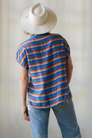 Royal Silk Stripe Top Skirt Silk Set