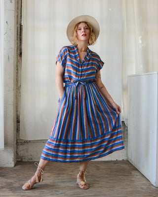 Royal Silk Stripe Top Skirt Silk Set
