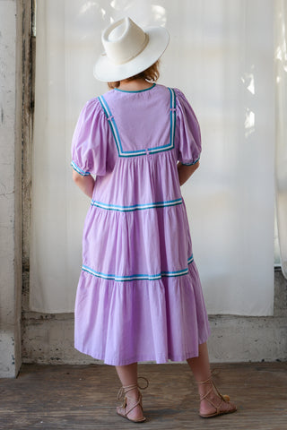 Lavender Cotton Patchwork Tiered Dress
