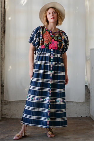 Stunning Needlepoint Embroidered Plaid Maxi