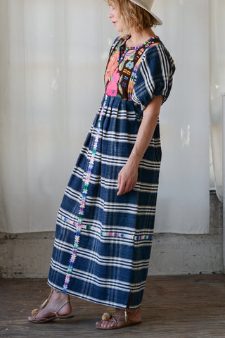 Stunning Needlepoint Embroidered Plaid Maxi