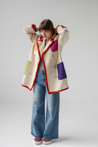 Bill Blass Colorblock Wool Peacoat