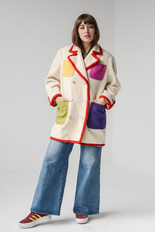 Bill Blass Colorblock Wool Peacoat