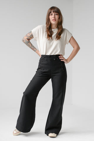 Naval 13 Button Wool Wide Leg Pants