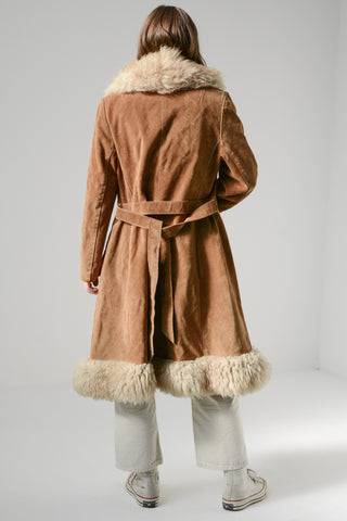 Penny Lane Shearling Suede Afghan Coat