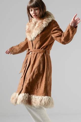 Penny Lane Shearling Suede Afghan Coat