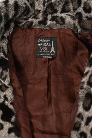Snow Leopard Faux Hooded Swing Coat