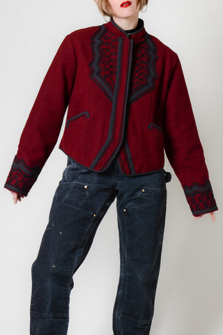 Oxblood Guatemalan Folk Art Wool Jacket