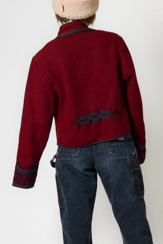 Oxblood Guatemalan Folk Art Wool Jacket