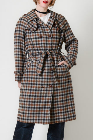 Sherlock Gingham Wool Trench Coat
