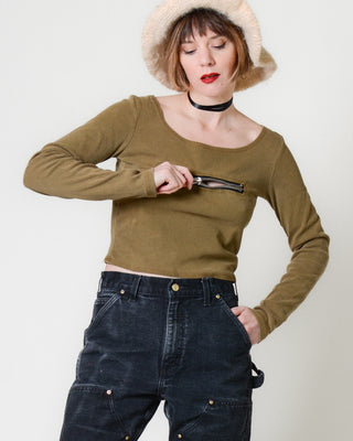 Betsey Johnson Grunge Zipper Crop Tee