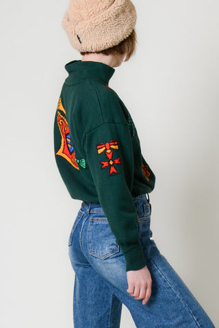 80s Escada Emerald Wool Novelty Sweater